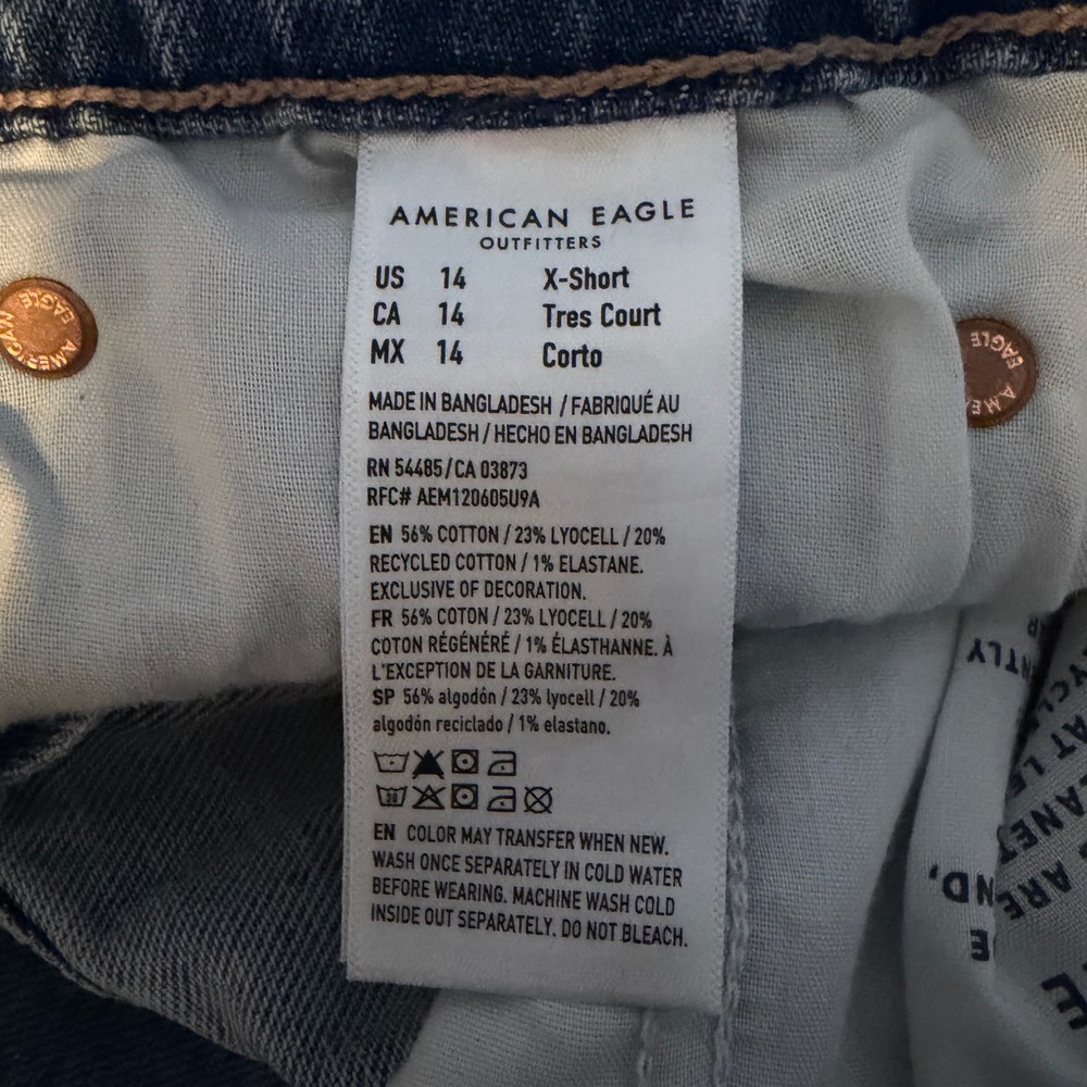 American Eagle Women Medium Wash Stretch Wide Leg High Rise Jeans Blue Size 14 - Picture 10 of 14
